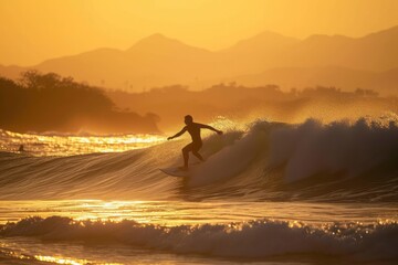 Fototapeta na wymiar Surfing in Puerto Escondido, Mexico