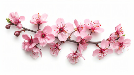 Pink spring flowers isolated on white background