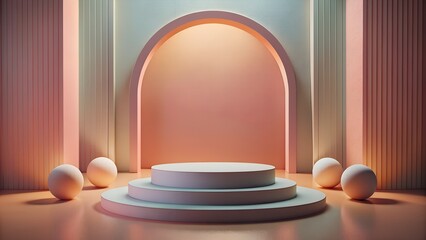 photorealistic shot of a minimalist background with empty product podium