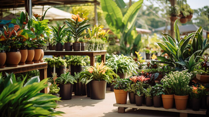 Fototapeta na wymiar Plants in pots on sale at the local garden center