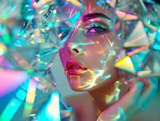 a woman with bright makeup