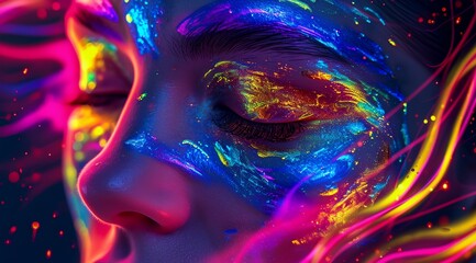 a woman with bright makeup