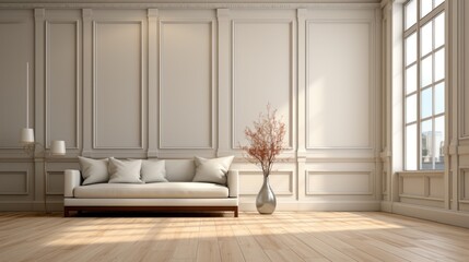Sofa table floor in white room UHD wallpaper