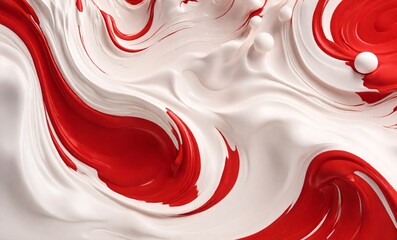 3d illustration of abstract background with red and white paint flow.