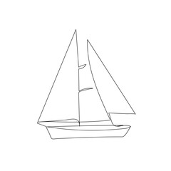 
Sailboat  continuous one line drawing outline vector illustration