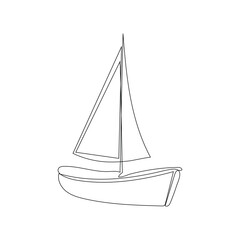 
Sailboat  continuous one line drawing outline vector illustration