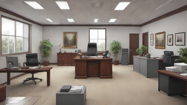 Frame Art, TV Art, view of the office, office interior, vintage oil painting, printable digital art