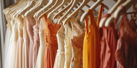 A glossy boutique with a diverse assortment of elegant, embroidered fashion for weddings and celebrations.