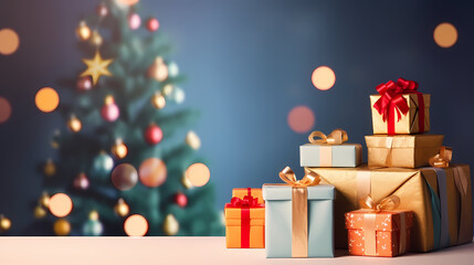 Gift box background with copy space for Christmas gifts, holidays or birthdays