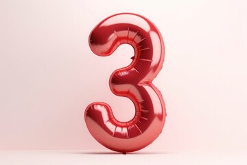 Naklejka premium Inflatable balloon in the form of the number three, festive inflatable balloons