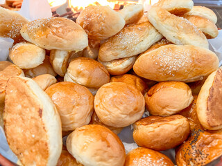 Closeup and crop fresh hot dog sandwich buns