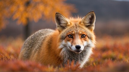 Fototapeta premium red fox in the wild in the fall