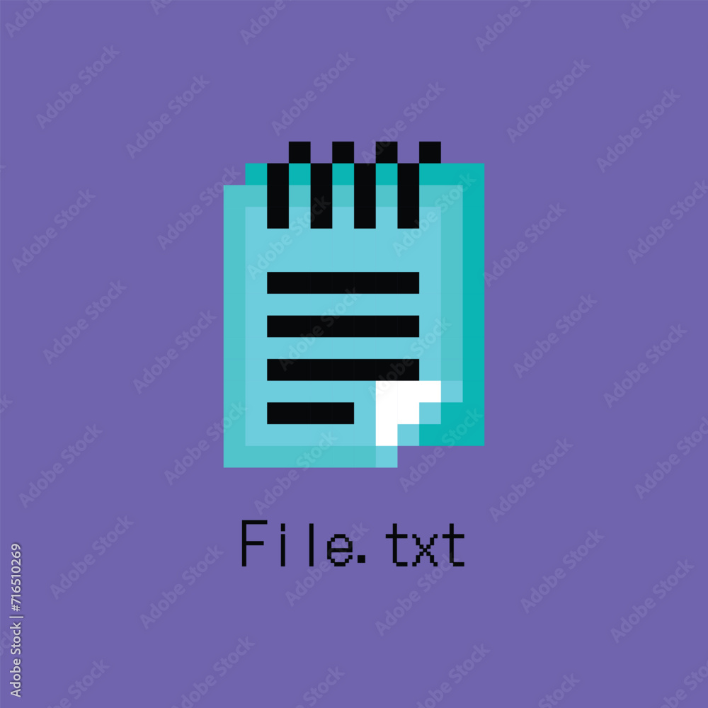 Poster cartoon pixel art txt file format document icon user interface element technology pc concept flat de