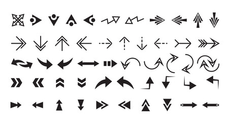 Arrows icon set isolated collection
