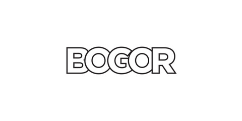 Bogor in the Indonesia emblem. The design features a geometric style, vector illustration with bold typography in a modern font. The graphic slogan lettering.