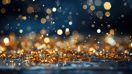 Glittering snowflakes Gold Background