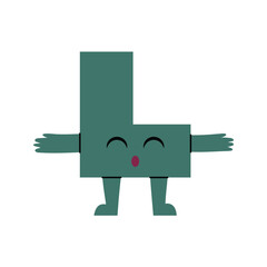 Cartoon Color Character Geometric Comic Creature Icon Emotion Concept Flat Design Style. Vector illustration of Green Mascot