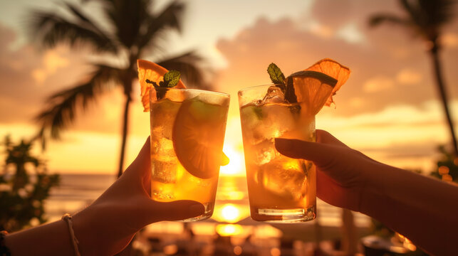 Tropical Toast: Cheers to Summer with Refreshing Cocktails at Sunset