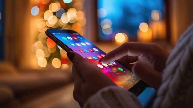 Smartphone User with Colorful App Icons - Powered by Adobe