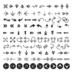 Arrows icon set isolated collection