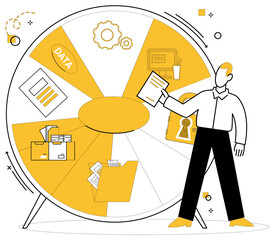 Data analytics vector illustration. Data analytics metaphorically acts as surgeon, dissecting information for precision Research and marketing bloom when nurtured by analytical touch technology