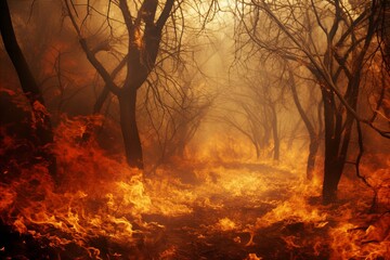 Catastrophic Fire Consumes Majestic Forest Alley, Leaving a Trail of Destruction in Its Wake
