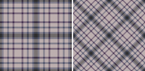 Check background texture of fabric tartan pattern with a plaid textile vector seamless. Set in night colors. Elegant tablecloths for special occasions.