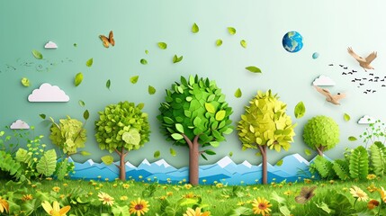 save the world, ecology plant trees and recycle    