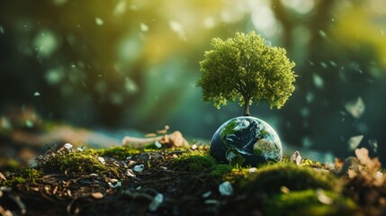 save the world, ecology plant trees and recycle     - obrazy, fototapety, plakaty