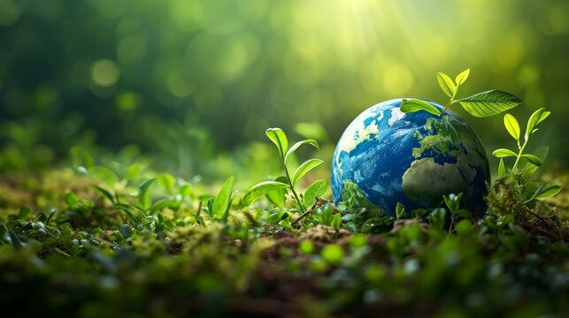 World environment and earth day concept with globe, nature and eco friendly environment    