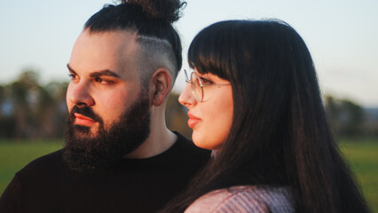 Young couple looking to the future