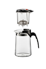 Empty glass teapot on white background