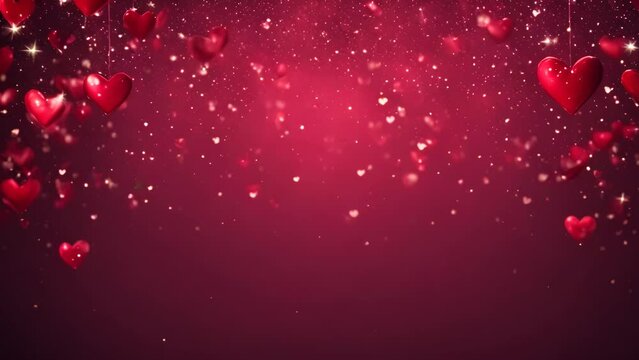 valentine background, floating heart shapes in a romantic environment for valentine / anniversary  4K video 