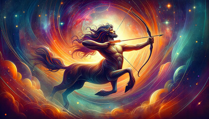The zodiac sign is Sagittarius - obrazy, fototapety, plakaty