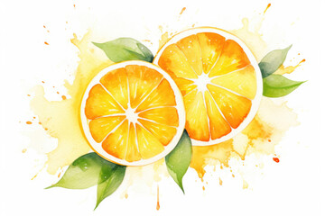 オレンジ　果物　水彩