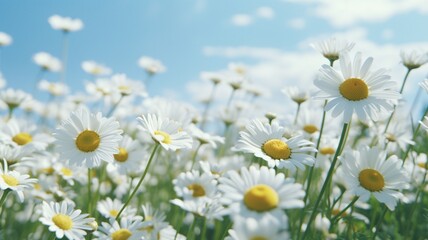 Beautiful common daisy flowers plant field nature wallpaper