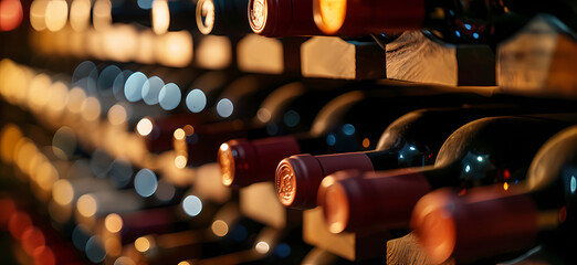 many wine bottles are lined up - obrazy, fototapety, plakaty