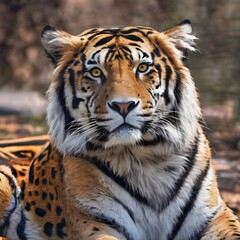 portrait of a bengal tiger, the king of the jungle looking forward.