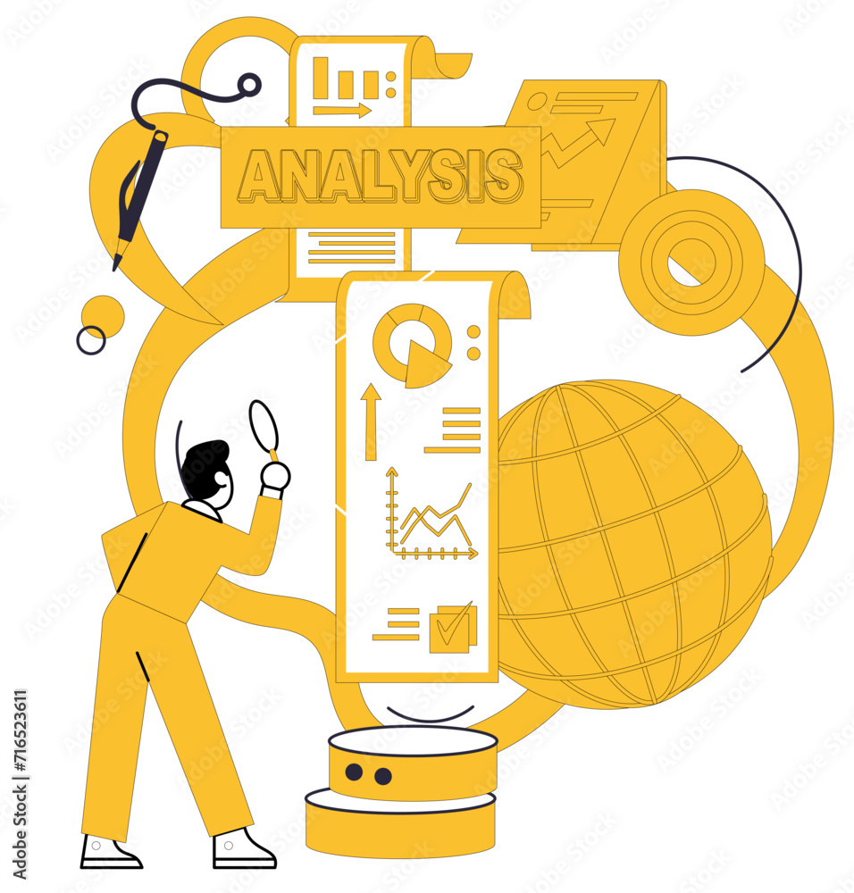 Poster data analytics vector illustration. reports are echoes data analytics, reverberating with rhythm inf