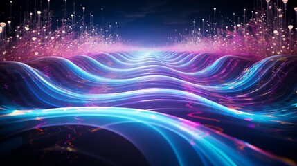 Fototapeta premium Data stream symphony streams of data flow in harmony, abstract musical notes and waves, rhythmic pulse of digital information