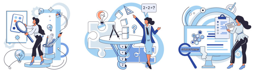 Process optimization vector illustration. Technology plays vital role in efficient optimization business operations Planning is essential for successful optimization methods and procedures