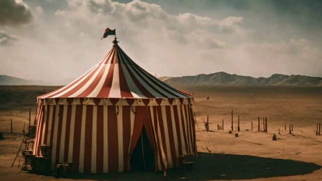 circus tent in the suburban area