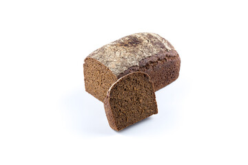 Rye bread slices isolated on white background
