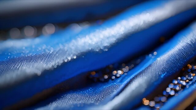 Magnified image of a subtly textured fabric, made from upcycled denim ss.