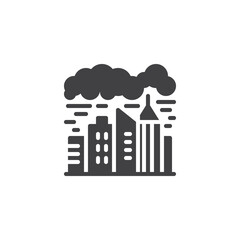 Cityscape with smog air pollution vector icon