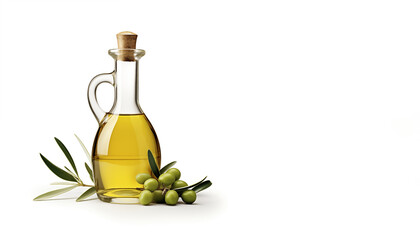Italian olive oil in a beautiful bottle isolated on a white background