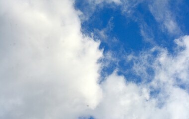 Obraz premium photo of white sky and bright blue clouds