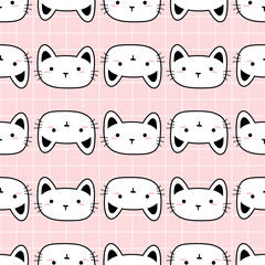 Seamless pattern design with cute kitten head