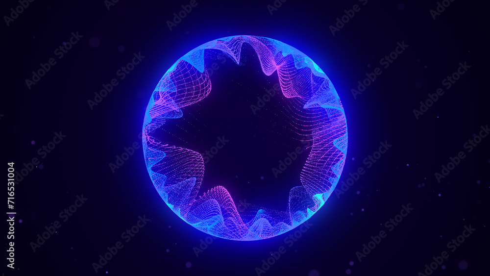 Poster futuristic sphere of particles and lines. network connection big data. abstract technology backgroun