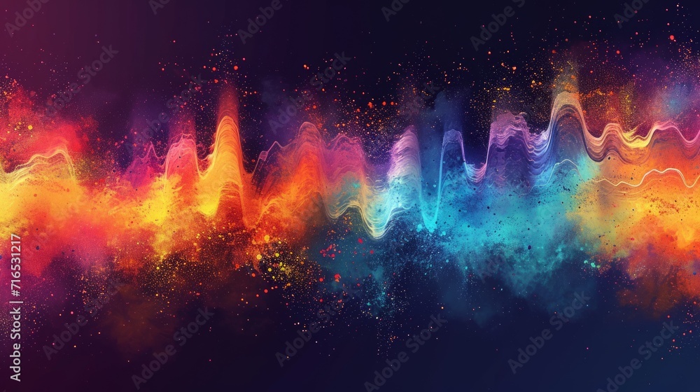 Aufkleber colored background of abstract sound wave. abstract flowing wavy, smoke lines. vibrant colorful digi